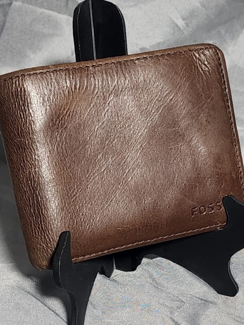 Fossil Mens Derrick RFID Blocking Brown Leather Bifold Wallet